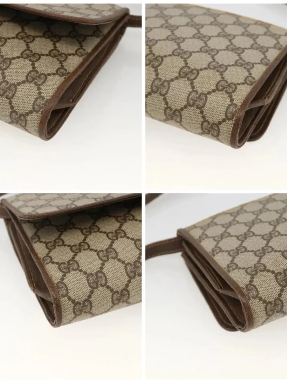 GUCCI GG Supreme Shoulder Bag PVC Beige Gold Auth ka3509